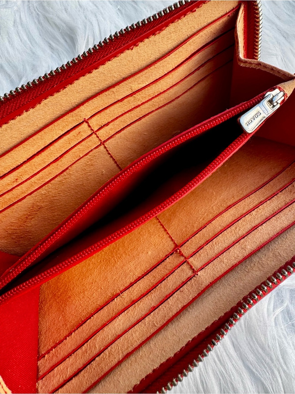 COACH Monogram Accordion Long Full Zip Wallet Orange Authentic - Picture 14 of 14